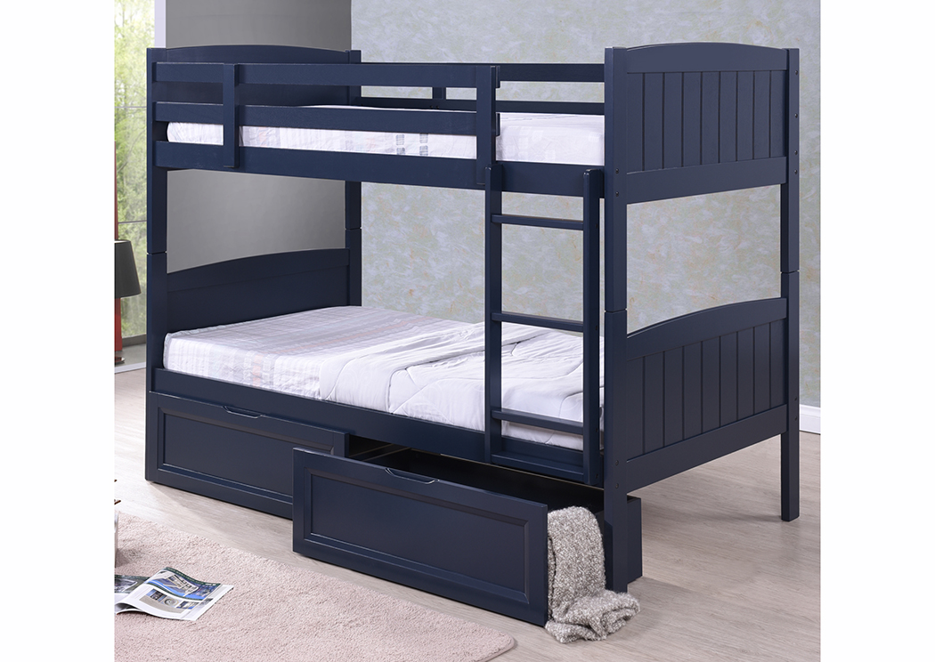 Twin/Twin Blue Wood Bunk Bed,Home Source