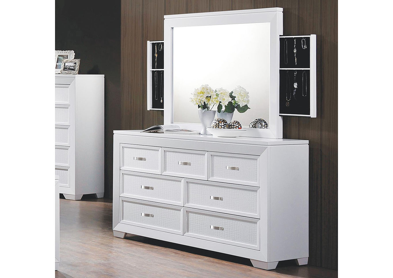Bella White Dresser & Mirror,Home Source