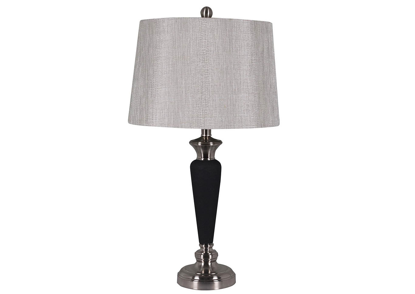 White Shade/Black/Silver Table Lamp,Home Source