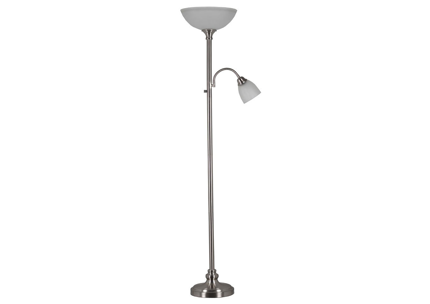 Glass White Shade/Silver Metal Torchier Floor Lamp,Home Source