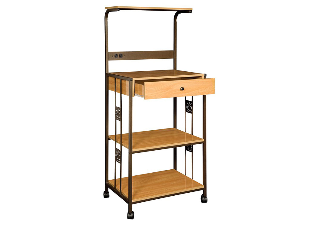 Beech Microwave Cart w/ 2 Outlets,Home Source