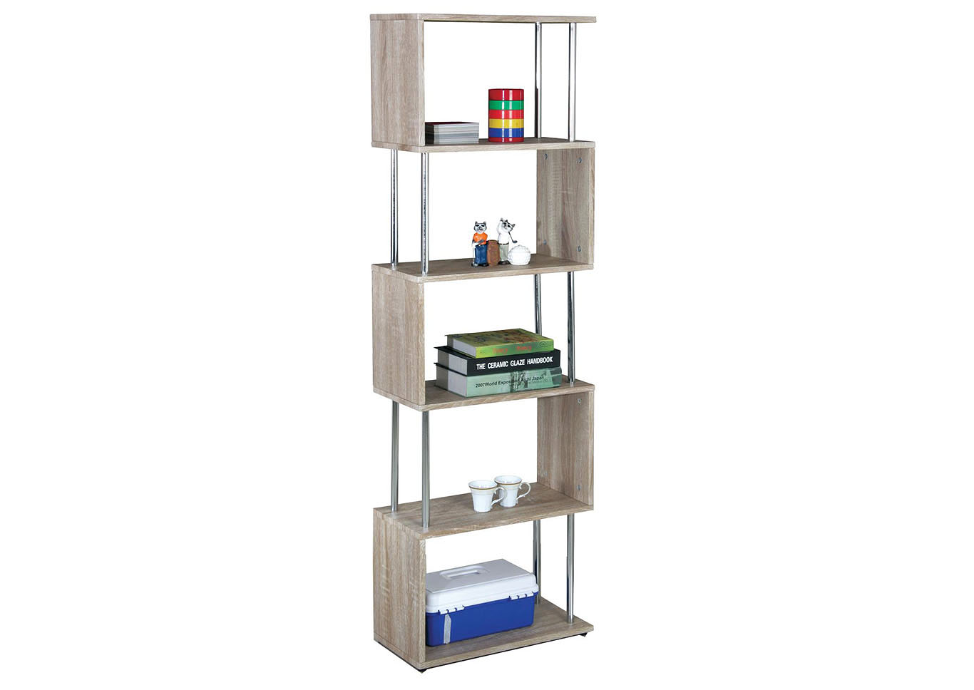Shane Beech 5 Shelf Snake Bookcase,Home Source