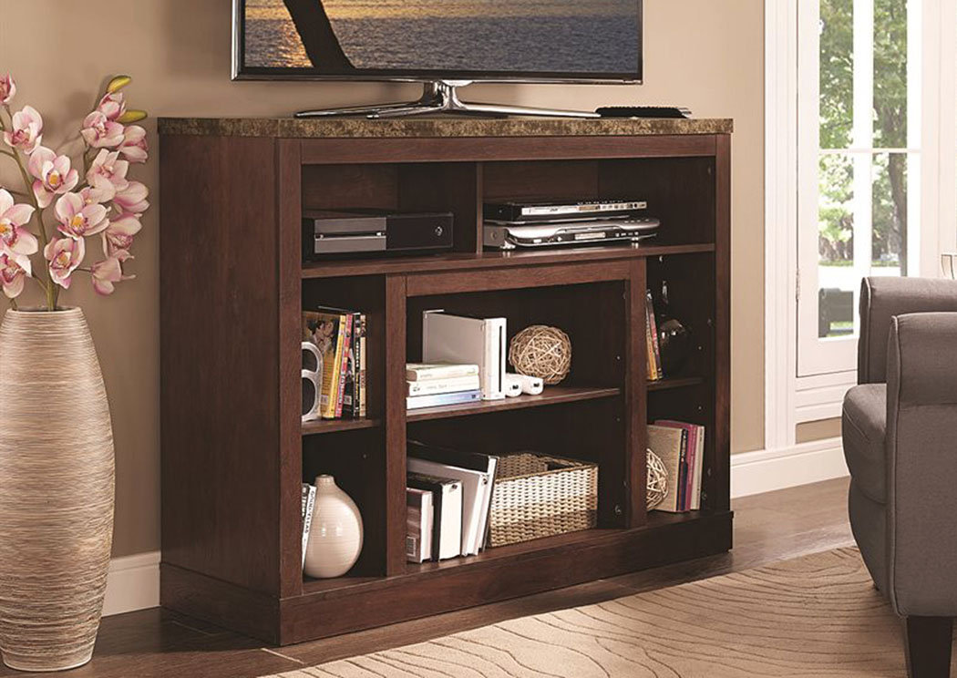 Dark Walnut TV Stand Convertible To Electrical Fireplace Frame,Home Source