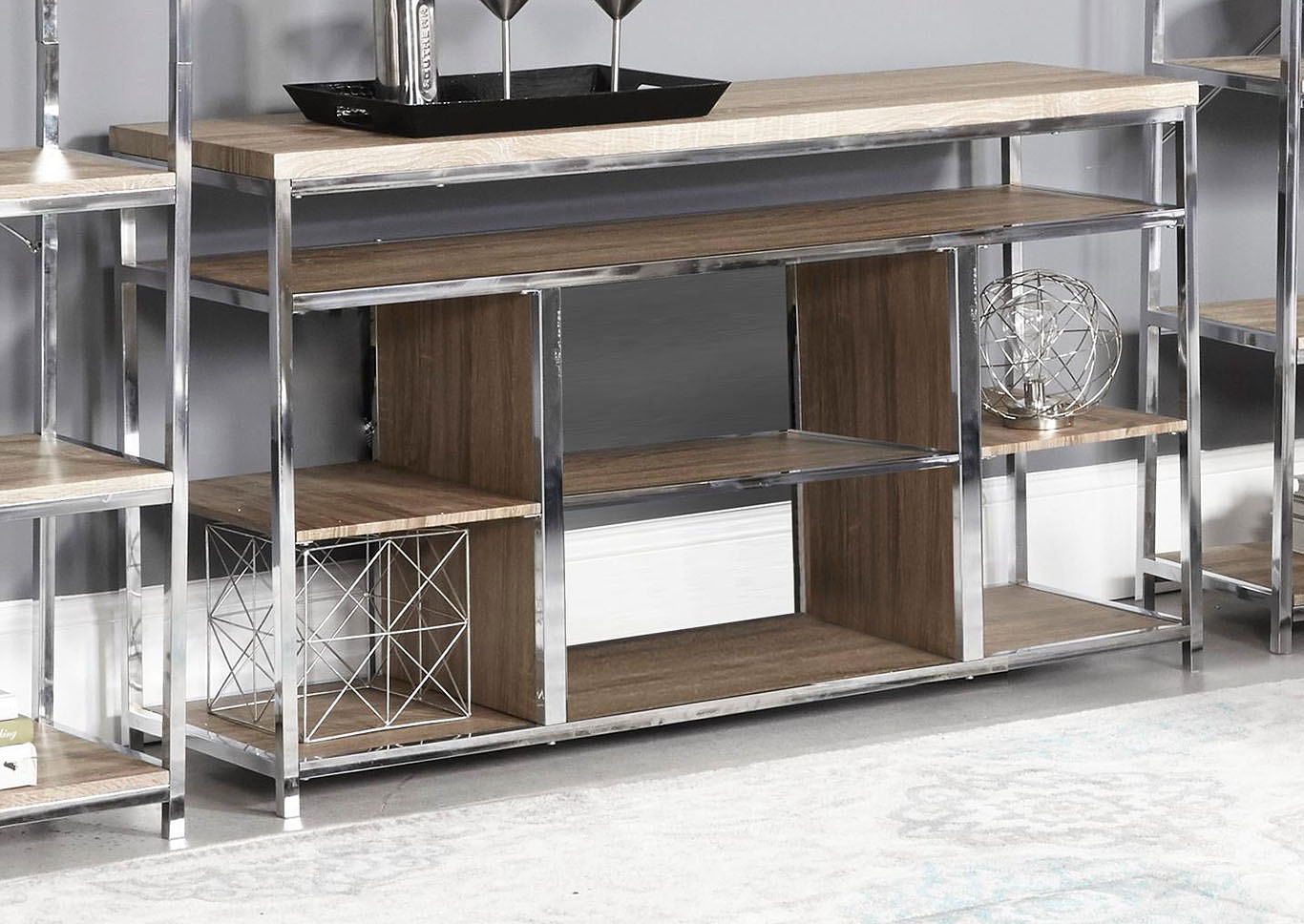 Owen Chrome Metal TV Stand,Home Source