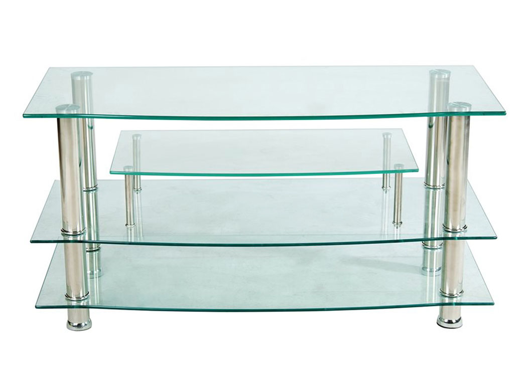 Clear/Chrome Clear Glass Plasma Stand,Home Source