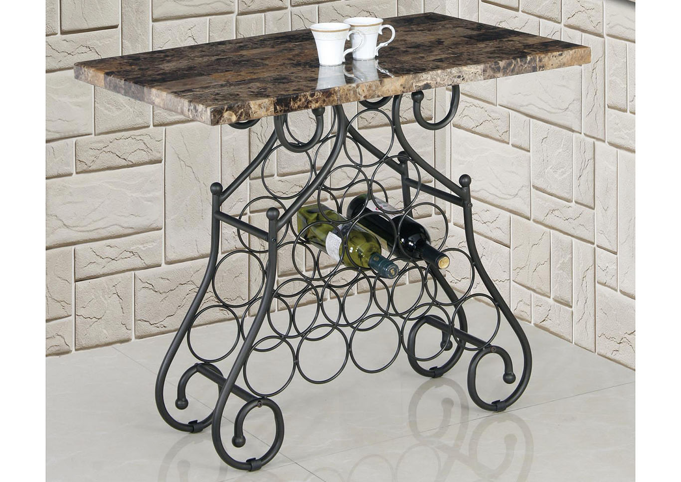 Marble Wine Rack End Table,Home Source