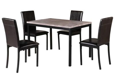 Beige/Black Table & 4 Chairs