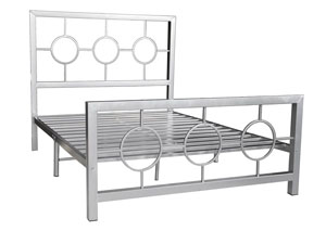 Metal Silver Bed Frame  Circle Design