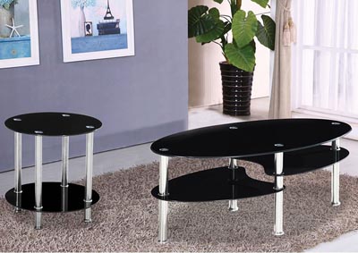 Black Rounded Oval Coffee Table