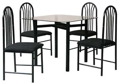 Black Glass Table & 4 Chairs