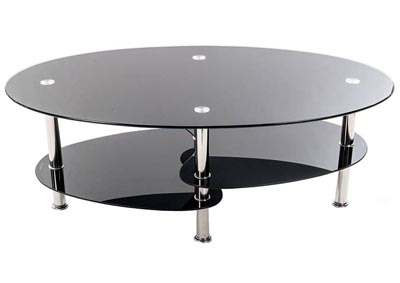 Black Glass Round Corner Table