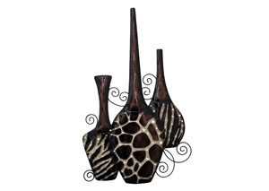 Image for Brown Beige Wall Decor Animal Print Vases