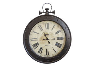 Dark Brown & Off white Wall Decor Clock with Handle