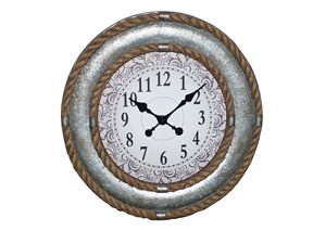 Image for Tan & Silver & White Black Wall Decor Double Rope Clock
