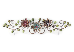 Image for Blue & Brown & Green Wall Decor 3 Flowers on Vine