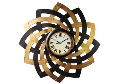 Image for Gold & Black Wall Clock Metal Petals