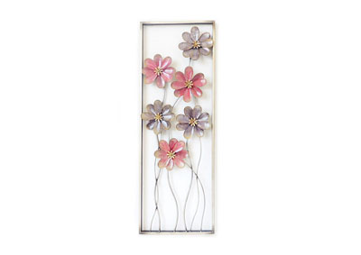 Image for Pink/Purple Wall Decor-6 Flowers On Stem L