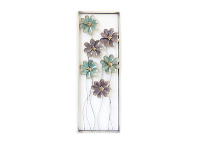 Image for Teal/Purple Wall Decor-6 Flowers On Stem R
