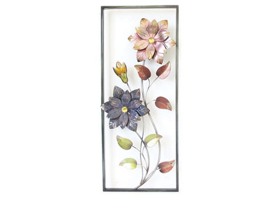 Image for Pink/Purple Wall Decor-2 Flowers In Rectangle