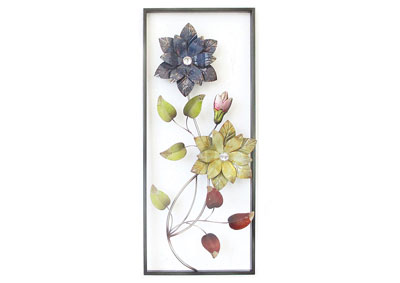 Image for Lime/Purple Wall Decor-2 Flowers In Rectangle