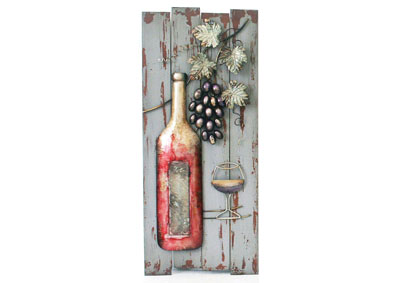 Image for Grey/Red Wall Decor-Bottle On Board