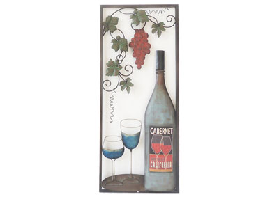 Image for Brown/Green Wall Decor-Wine w/2 Glasses L