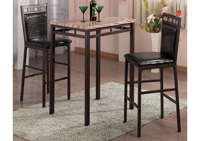 Image for Black/Grey Faux Marble Bistro & 2 Chairs