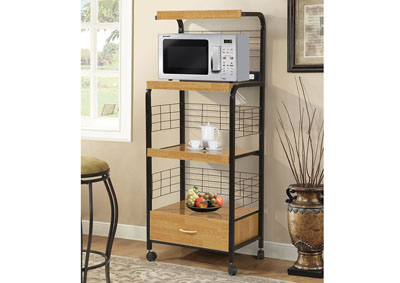 Black Metal Microwave Cart w/3 Outlets