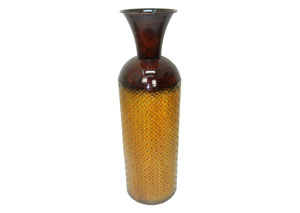 Image for Yellow/Brown Table Top Metal Trumpet Vases