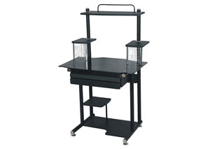 Image for Black Glass Top Computer Cart