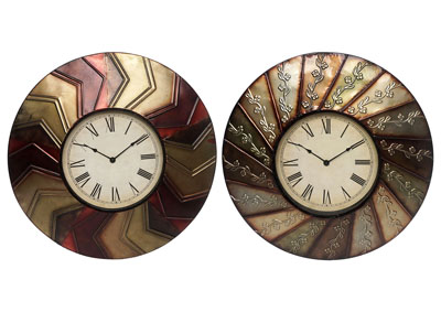 Image for Beige/Red/Grey Assortment-Wall Clocks- Swirl Pattern