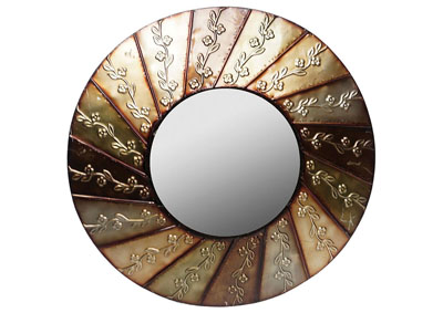 Image for Beige/Orange/Tan Wall Mirror-Swirl Design
