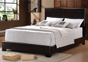 Dark Brown King Faux Leather Bed