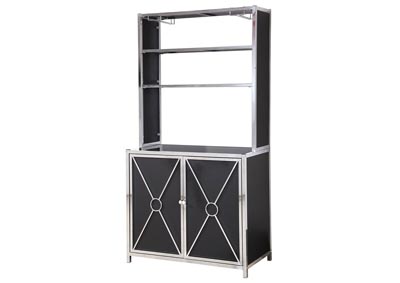 Image for Silver and Black Corner Bar & Hutch