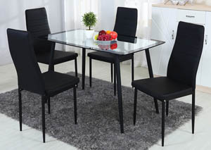 Image for Black/Silver Glass Table & Chair
