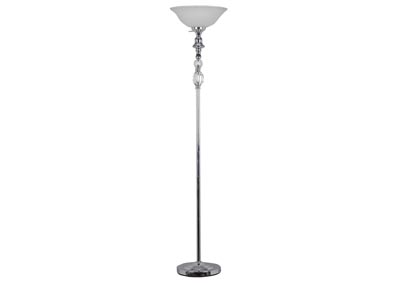 Image for Glass White Shade/Silver Crystal Torchiere