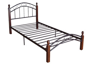 Image for Cherry/Chrome Full Metal Bed