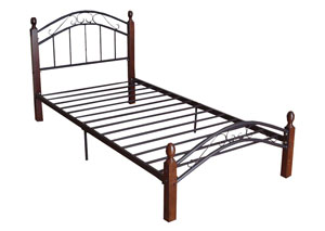 Cherry Chrome Twin Metal Bed Bob S, Bobs Furniture Twin Bed Frame
