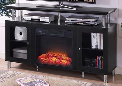 Felix Black Plasma TV Stand w/Electrical Fireplace