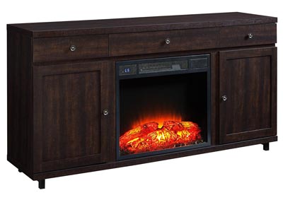 Image for Leko Mahogany TV Stand w/Convertible Electric Fireplace