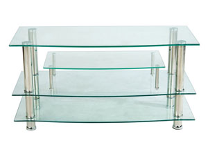 Image for Clear/Chrome Clear Glass Plasma Stand