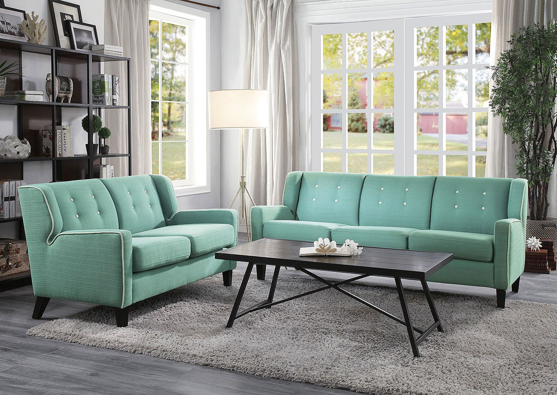 Roweena Teal Love Seat,Homelegance