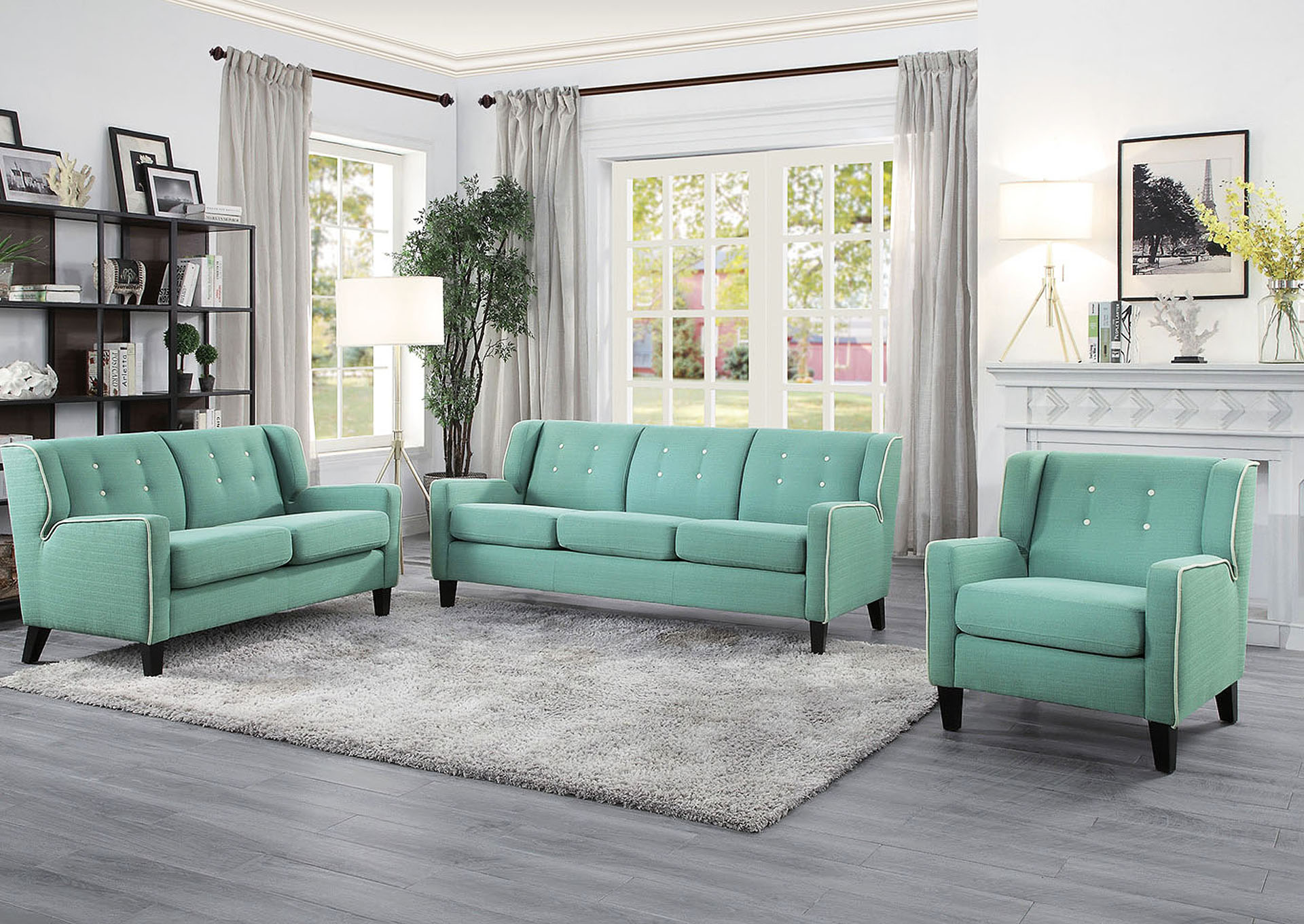 Roweena Teal Love Seat,Homelegance