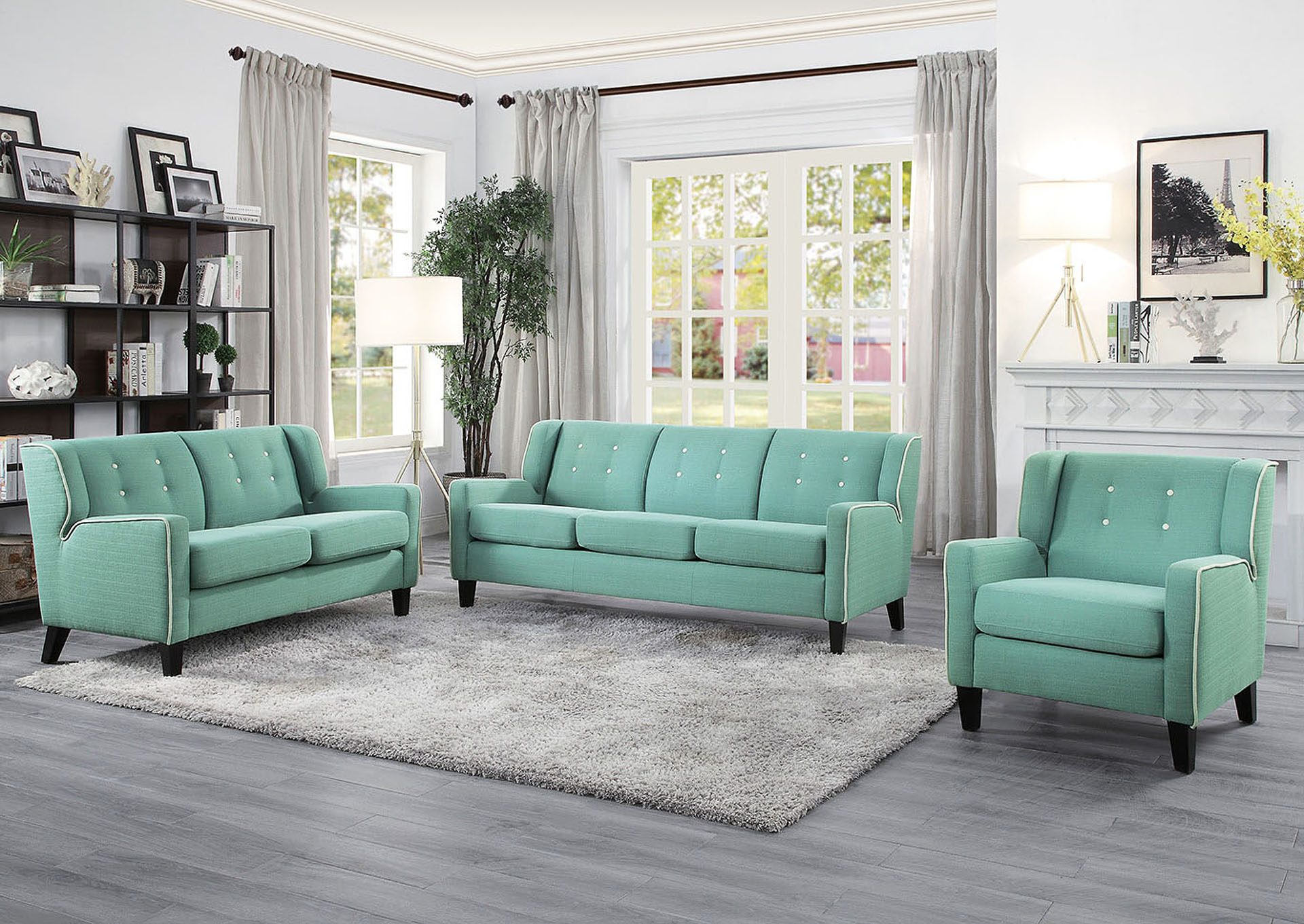 Roweena Teal Love Seat,Homelegance