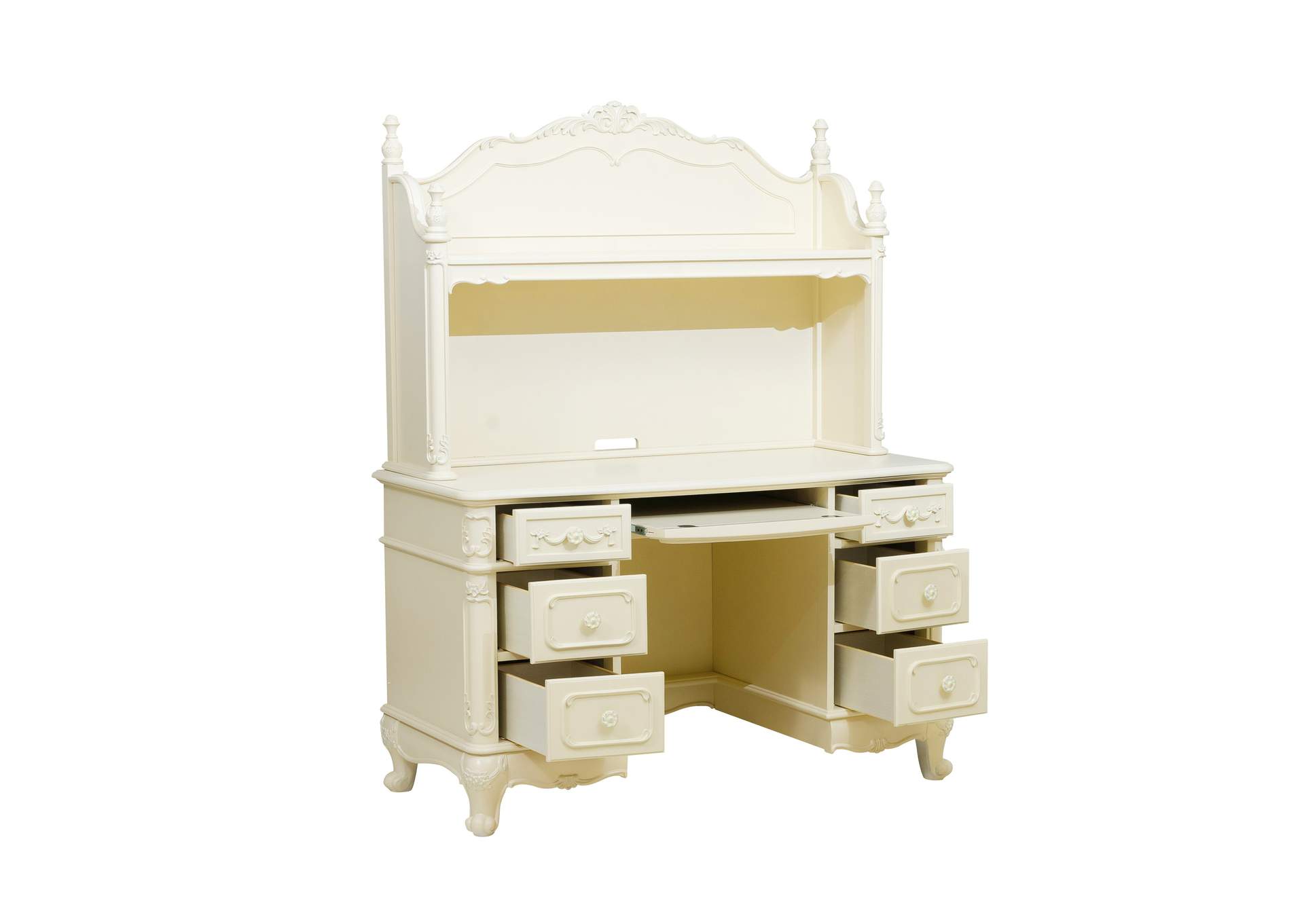 White Writing Desk With Hutch,Homelegance