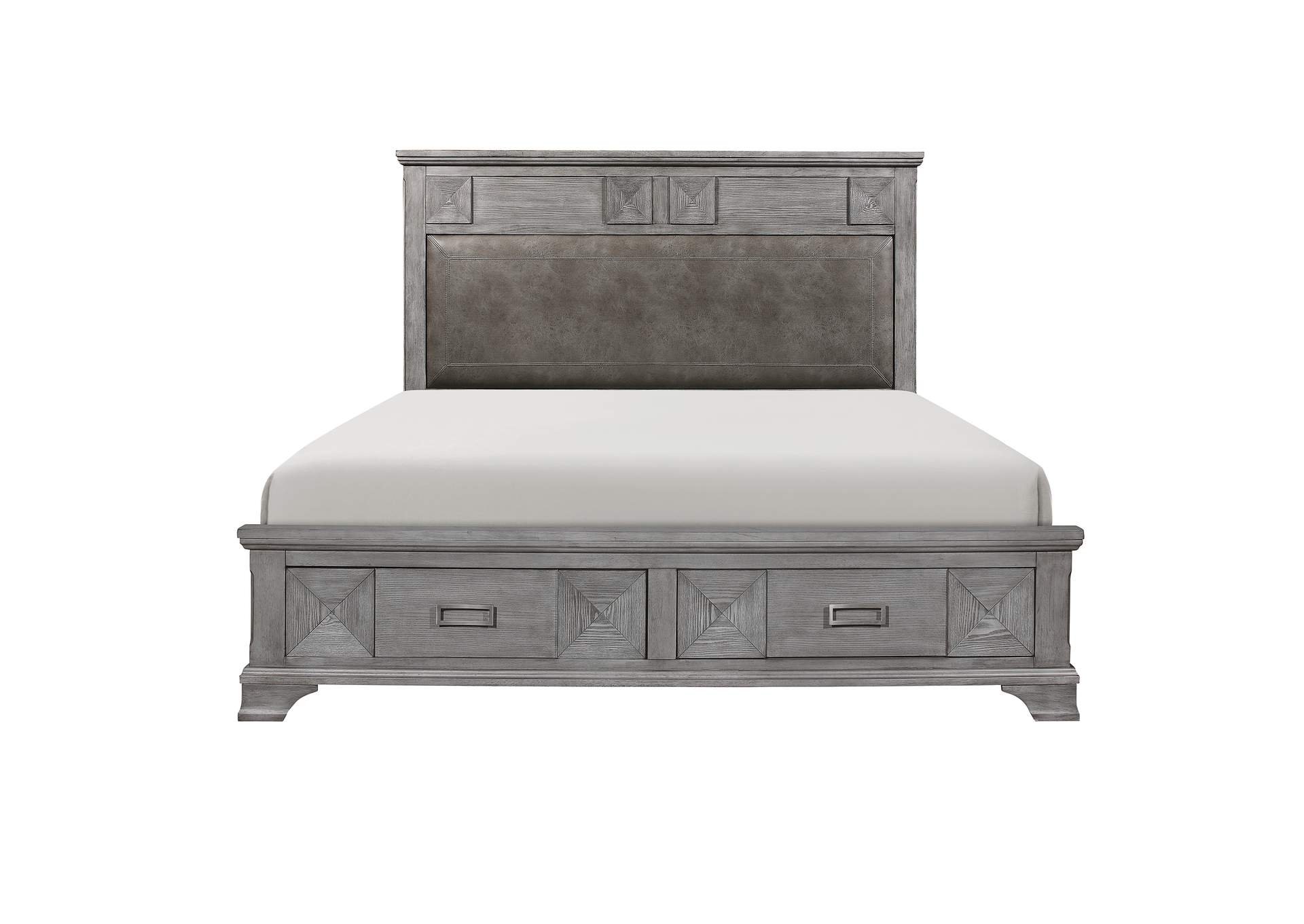 Brown Queen Platform Bed with Footboard Storage,Homelegance