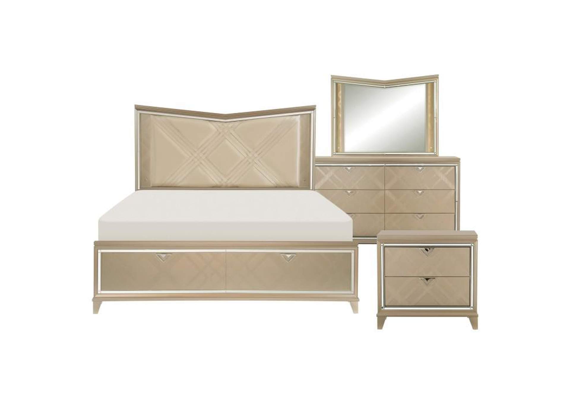 Bijou 4 Piece Queen Bedroom Set,Homelegance