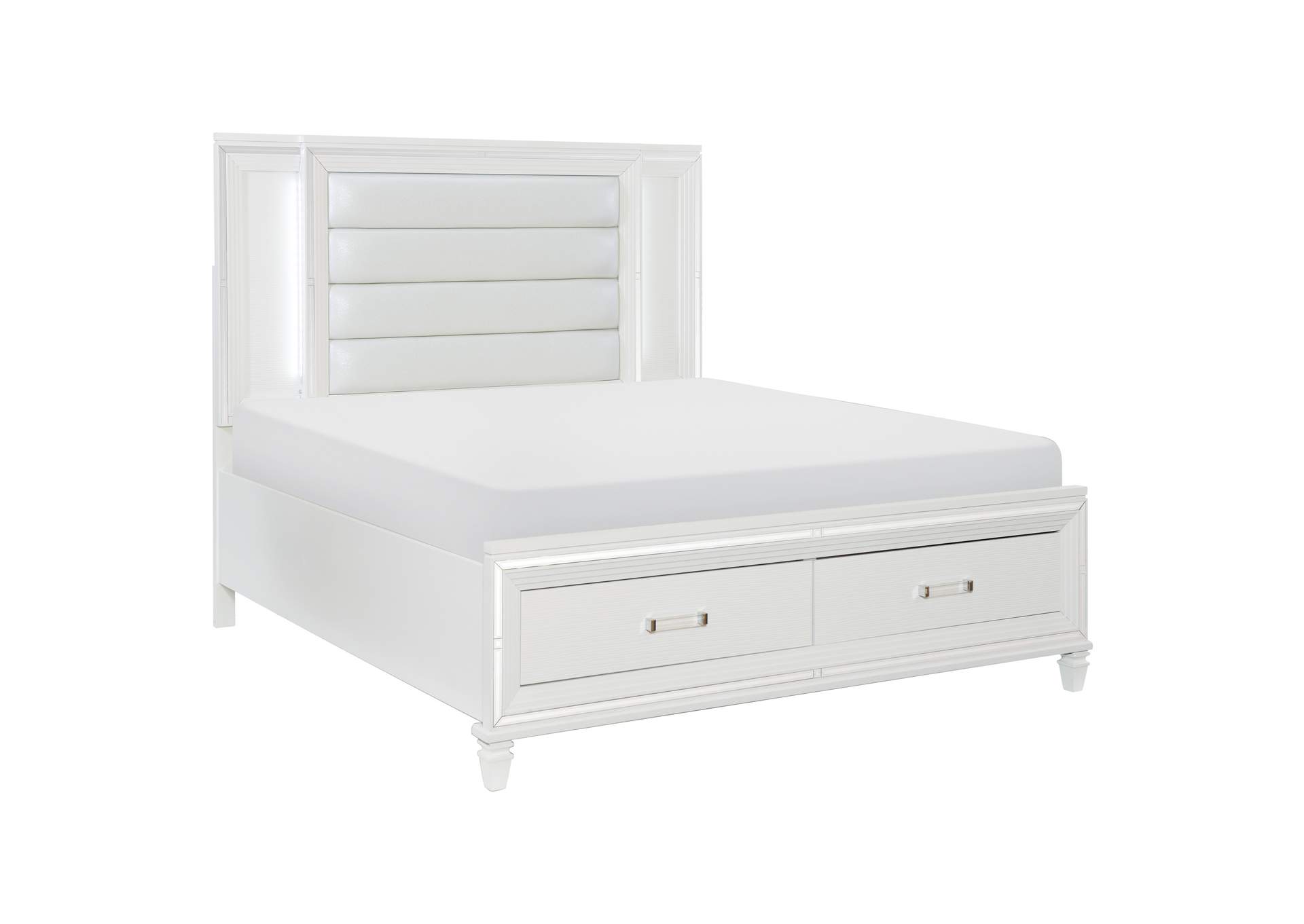 Tamsin White Eastern King Platform Bed, Eastern King Bed Frame With Drawers
