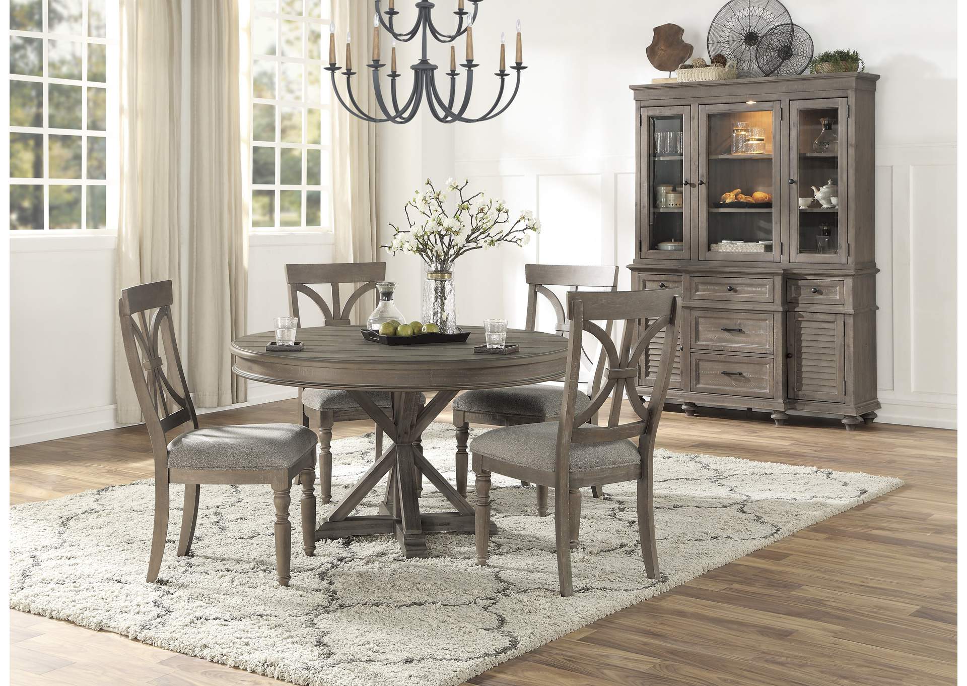 Cardano Brown Round Dining Table,Homelegance