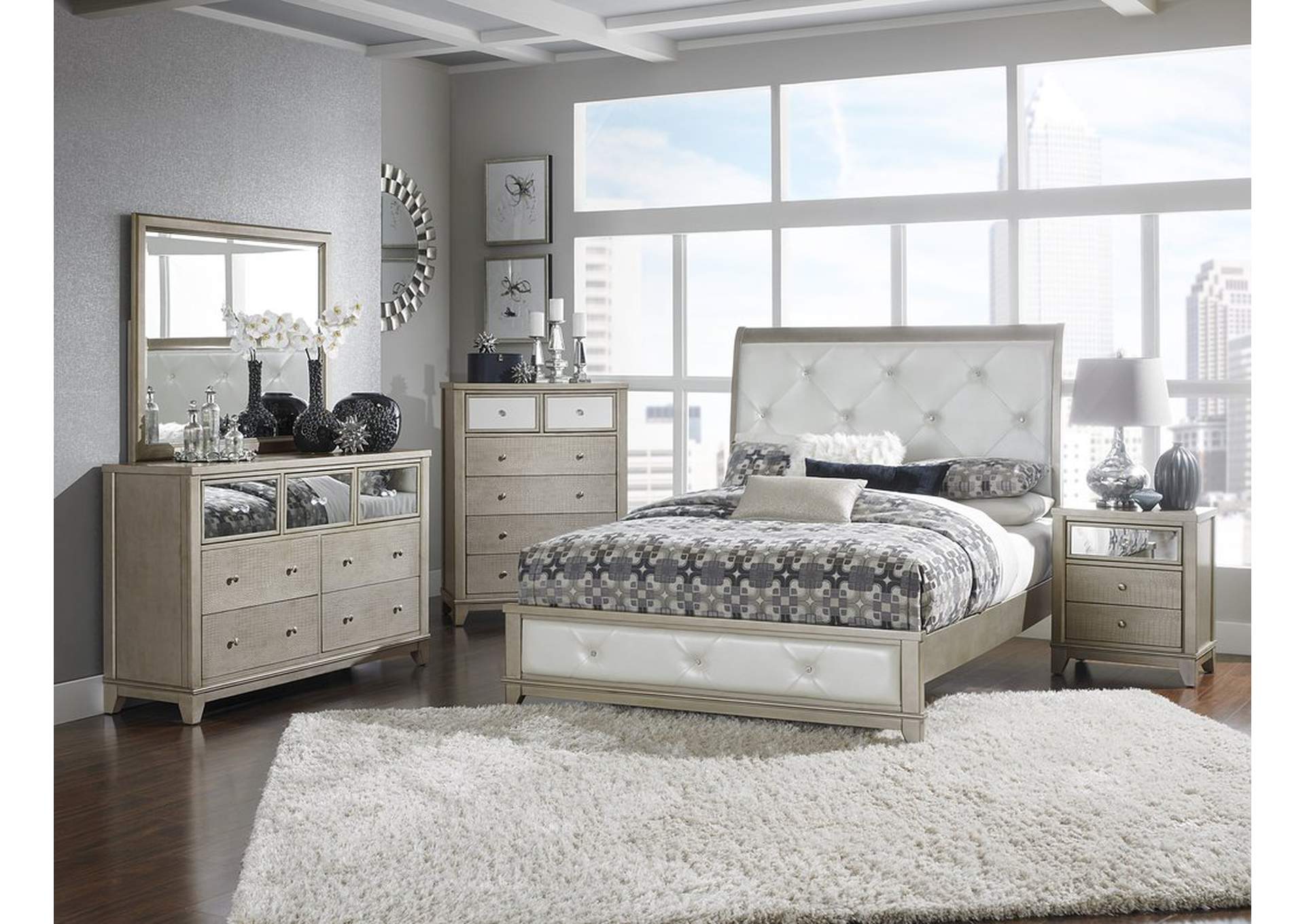 Night Stand,Silver Grey,Homelegance